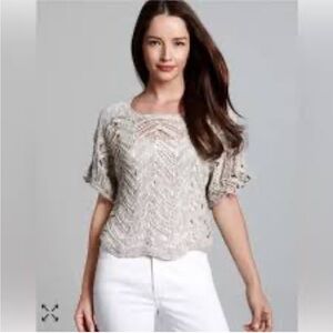 Eileen Fisher Wonder Scallop Short Sleeve Crochet Knit Sweater